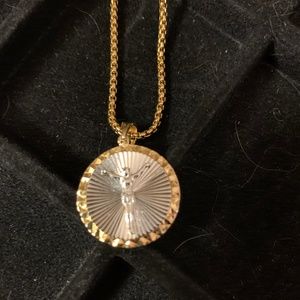 Crucifix Necklace Goldstone Stainless Steel Chain